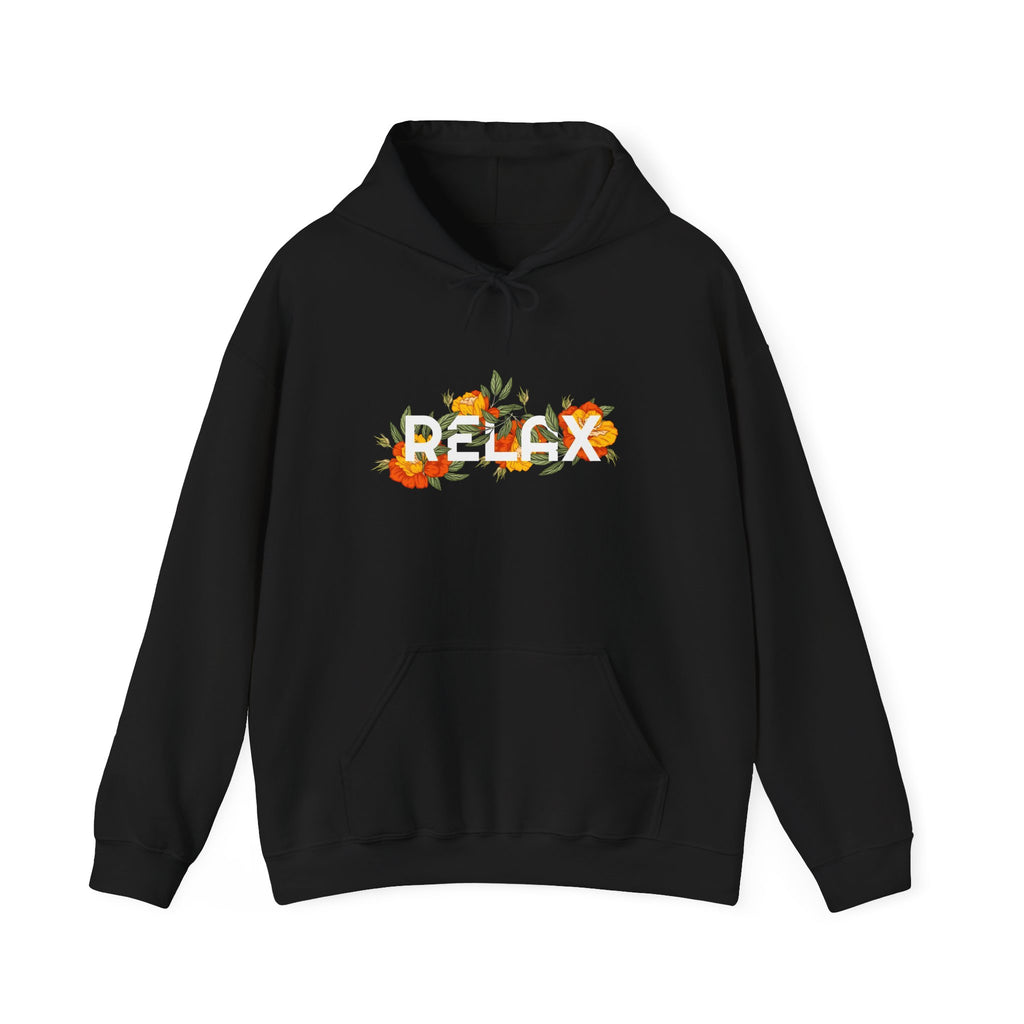 Relax Floral Hoodie — Cozy White Sweatshirt with Autumn Flower Design