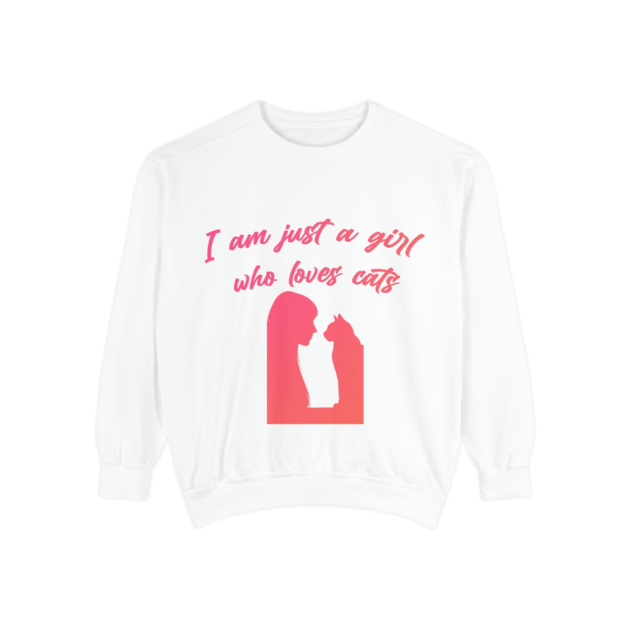 Cat Lover Sweatshirt – “I am just a girl who loves cats” Cozy Crewneck