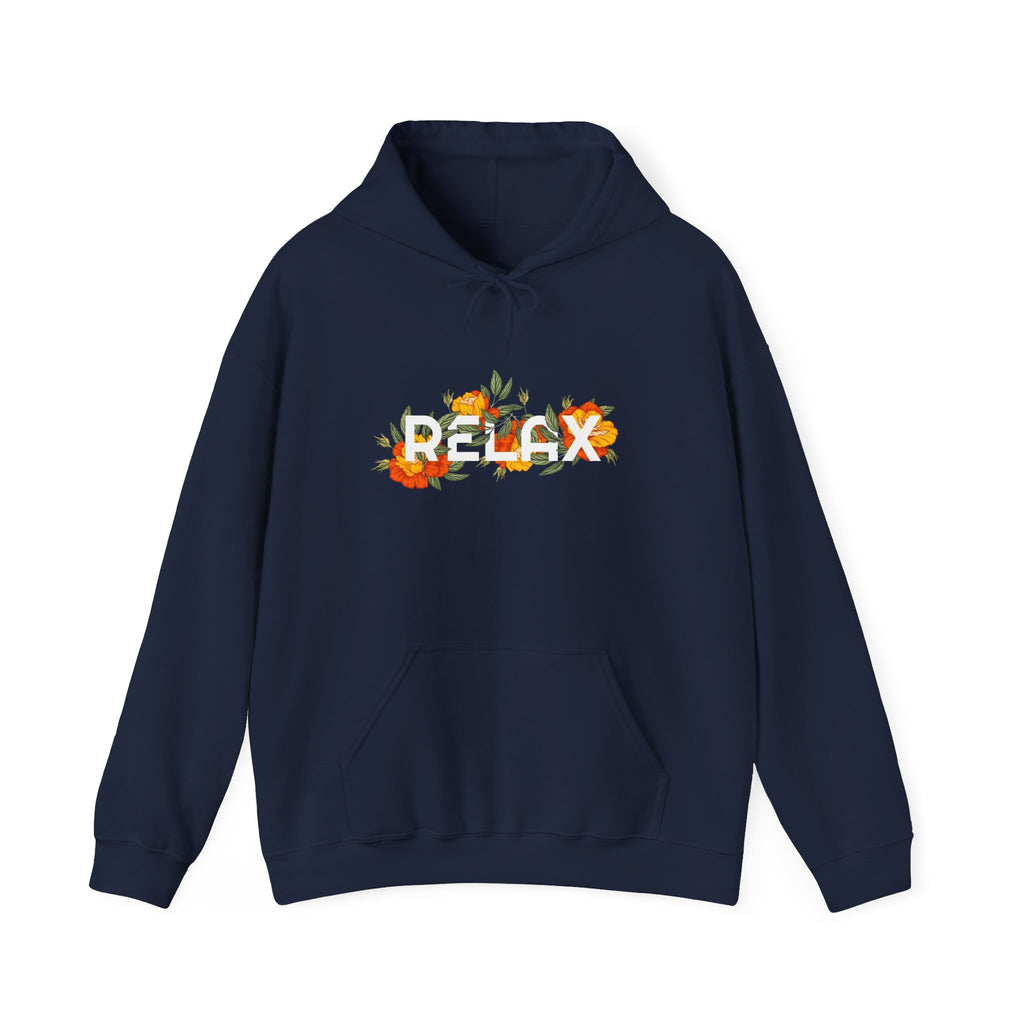 Relax Floral Hoodie — Cozy White Sweatshirt with Autumn Flower Design