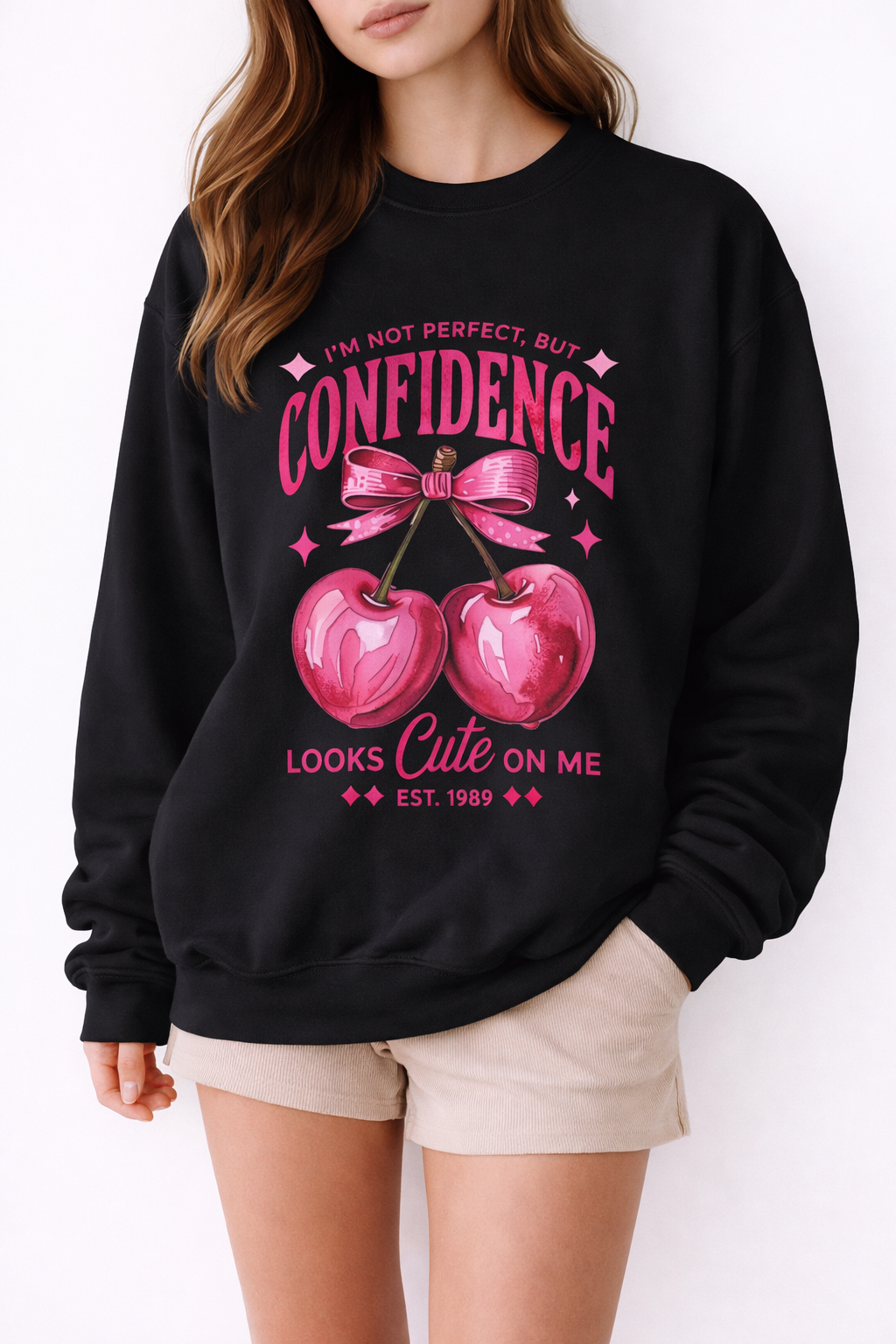 Confidence Looks Cute Crewneck Sweatshirt