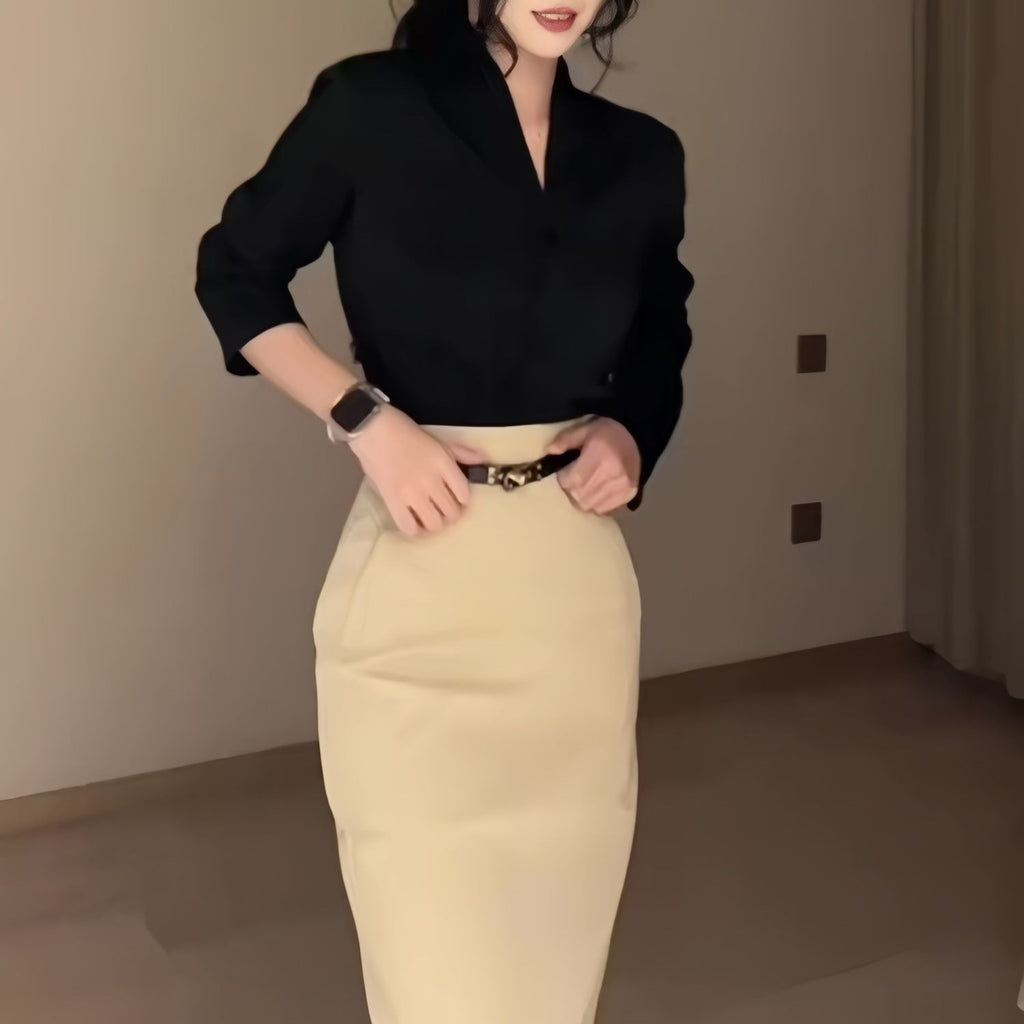 Women’s Retro Fit-and-Flare Skirt Suit | Elegant Two-Piece Office & Casual Set