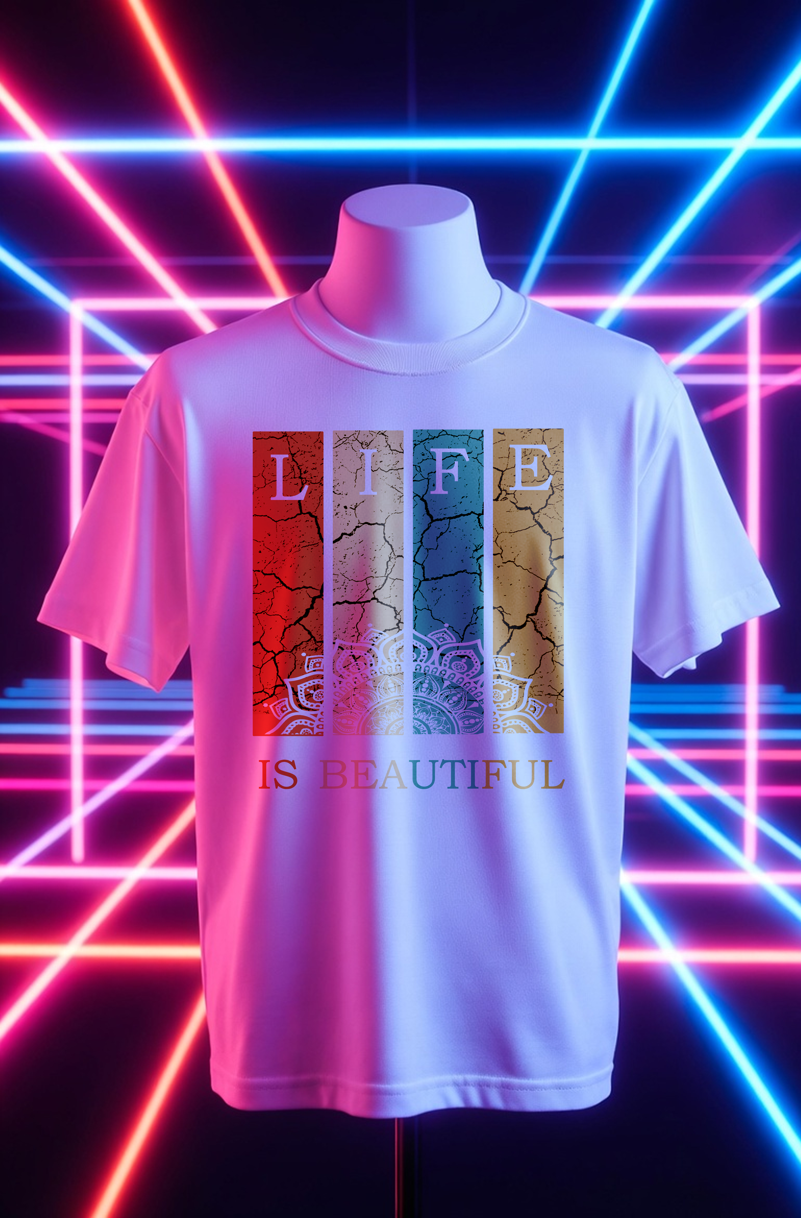 Unisex Oversized Classic T-ShirtLife Is Beautiful Graphic T-Shirt | Vintage Aesthetic Tee for Men & Women | 240 GSM Premium Cotton