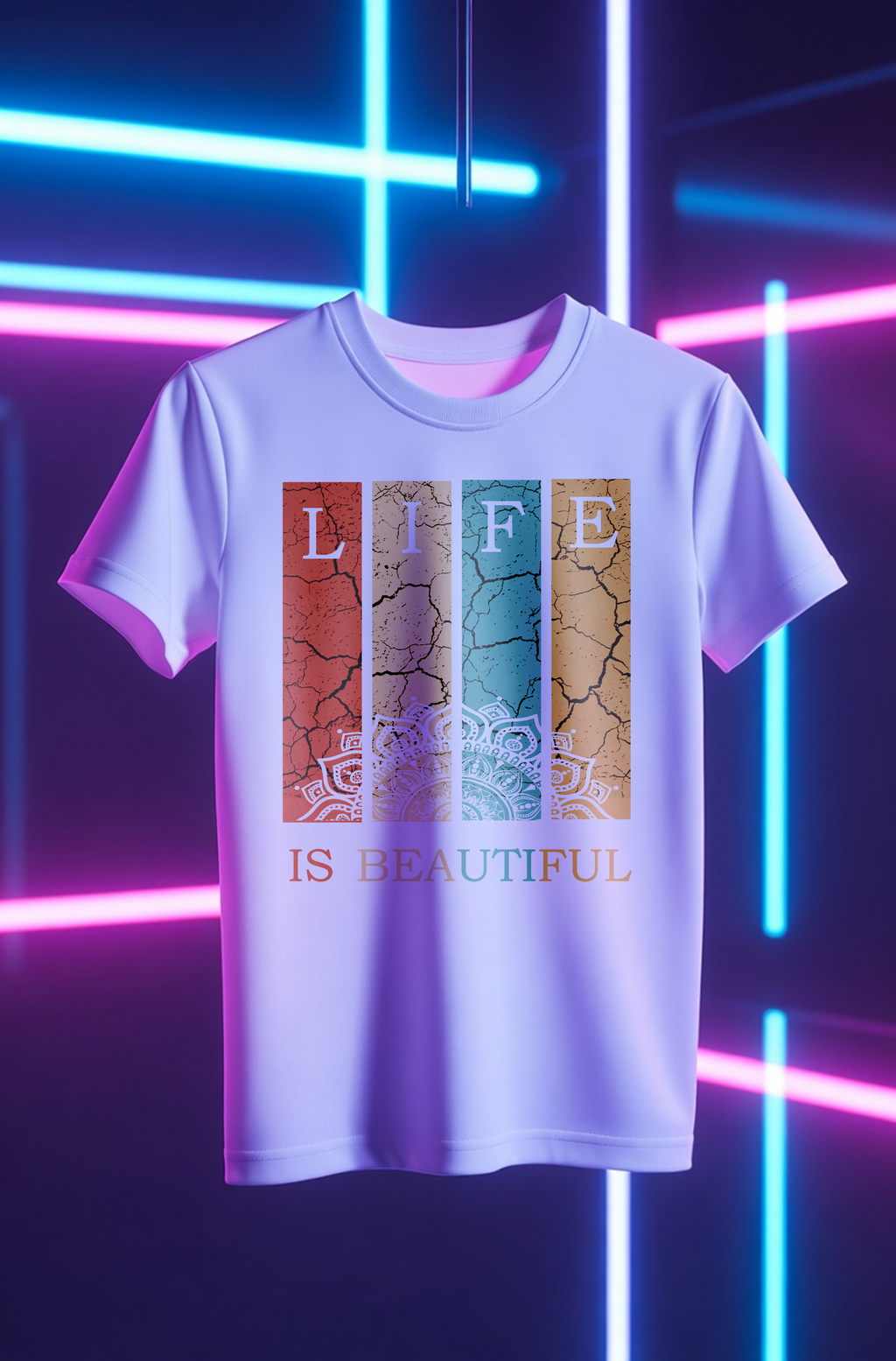 Unisex Oversized Classic T-ShirtLife Is Beautiful Graphic T-Shirt | Vintage Aesthetic Tee for Men & Women | 240 GSM Premium Cotton