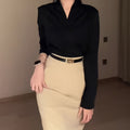 Women’s Retro Fit-and-Flare Skirt Suit | Elegant Two-Piece Office & Casual Set