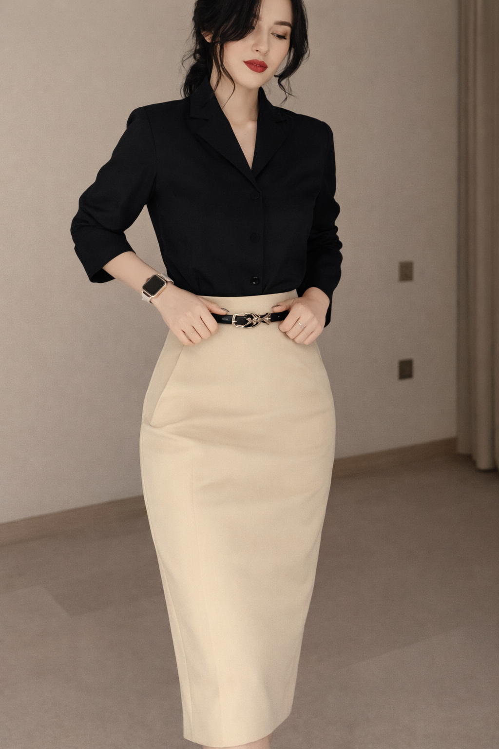 Women’s Retro Fit-and-Flare Skirt Suit | Elegant Two-Piece Office & Casual Set